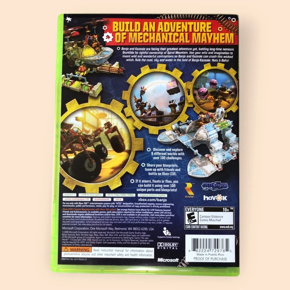 Banjo Kazooie Nuts & Bolts XBOX 360 Video Game Cartoon Comic Rated Everyone